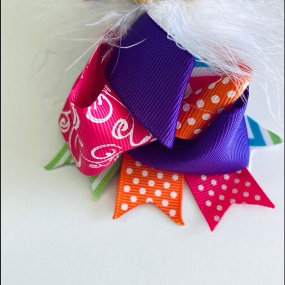Rapunzel Princess Hair Bow for Girls and Toddler with Colored grosgrain Ribbons - Picture 2 of 5